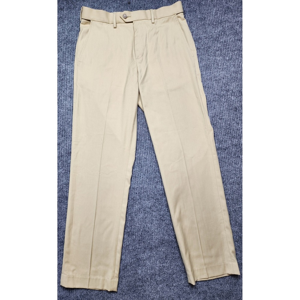David Taylor Collection Mens Khaki Dress Pants 30x30 Flat Front Tan Trousers